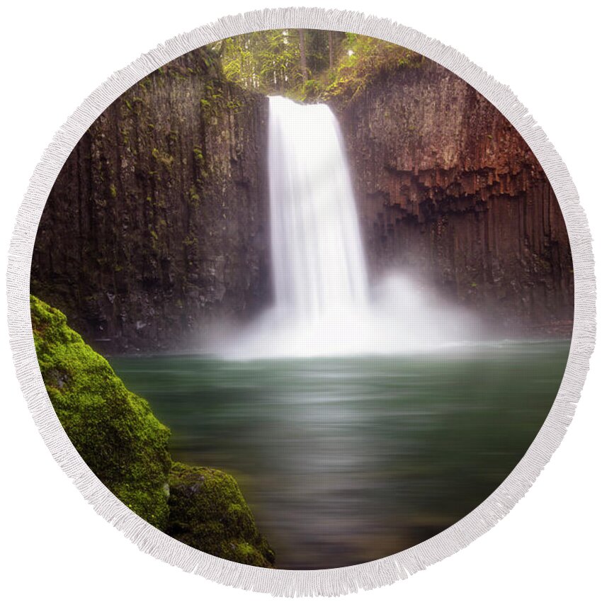Abiqua Falls Round Beach Towel featuring the photograph Smooth Morning by Nicki Frates