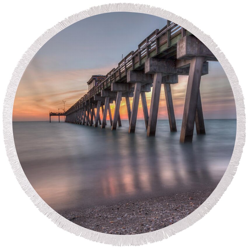 Florida Round Beach Towel featuring the photograph Smooth Sunset by Paul Schultz