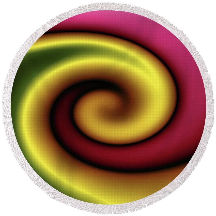 Colorful Round Beach Towel featuring the digital art Snail by Kristin Elmquist