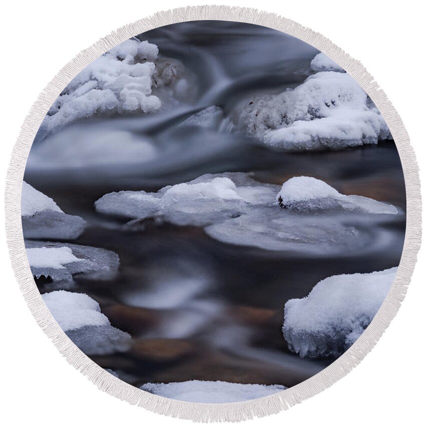 Ice Round Beach Towel featuring the photograph Snow and Ice by Cat Connor