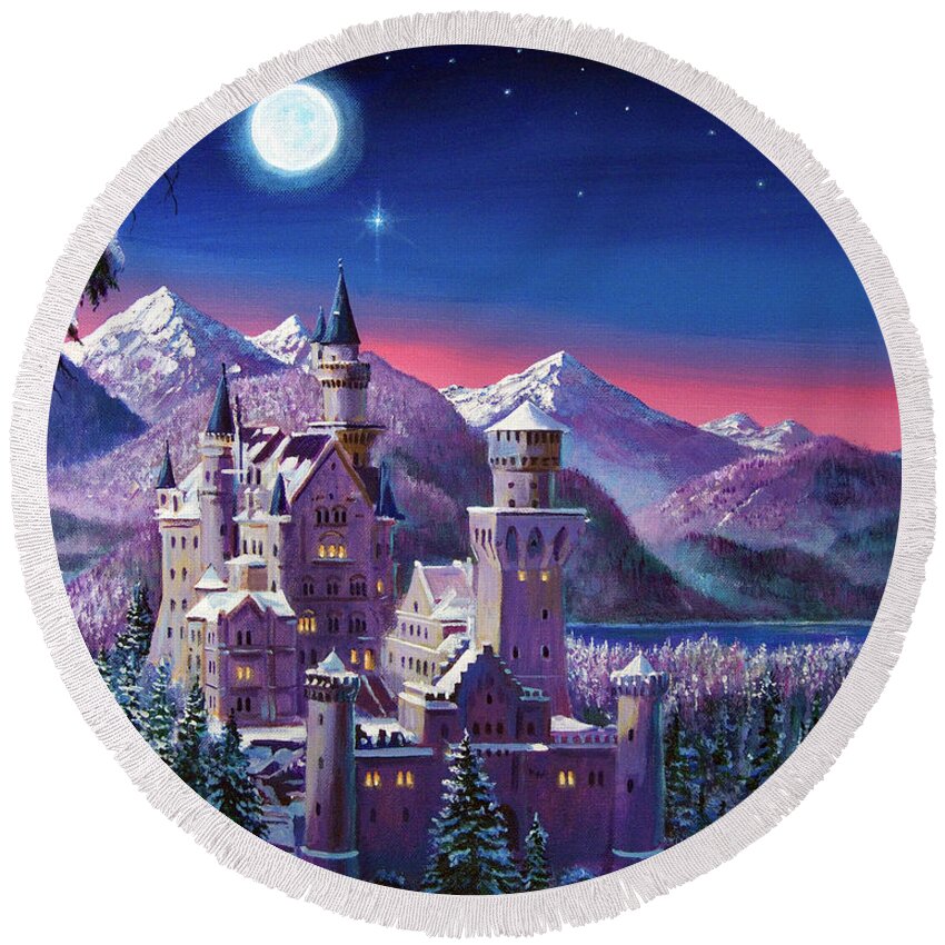 Snow Round Beach Towel featuring the painting Snow Castle by David Lloyd Glover