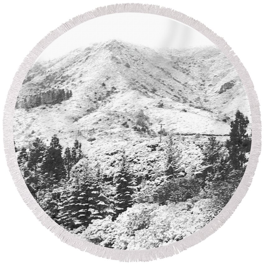 Mount Tamalpais Round Beach Towel featuring the photograph Snow on Mt. Tamalpais 1974 by Ben Upham III