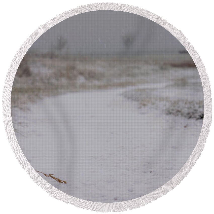 Snow Round Beach Towel featuring the photograph Snow Path by Brooke Bowdren