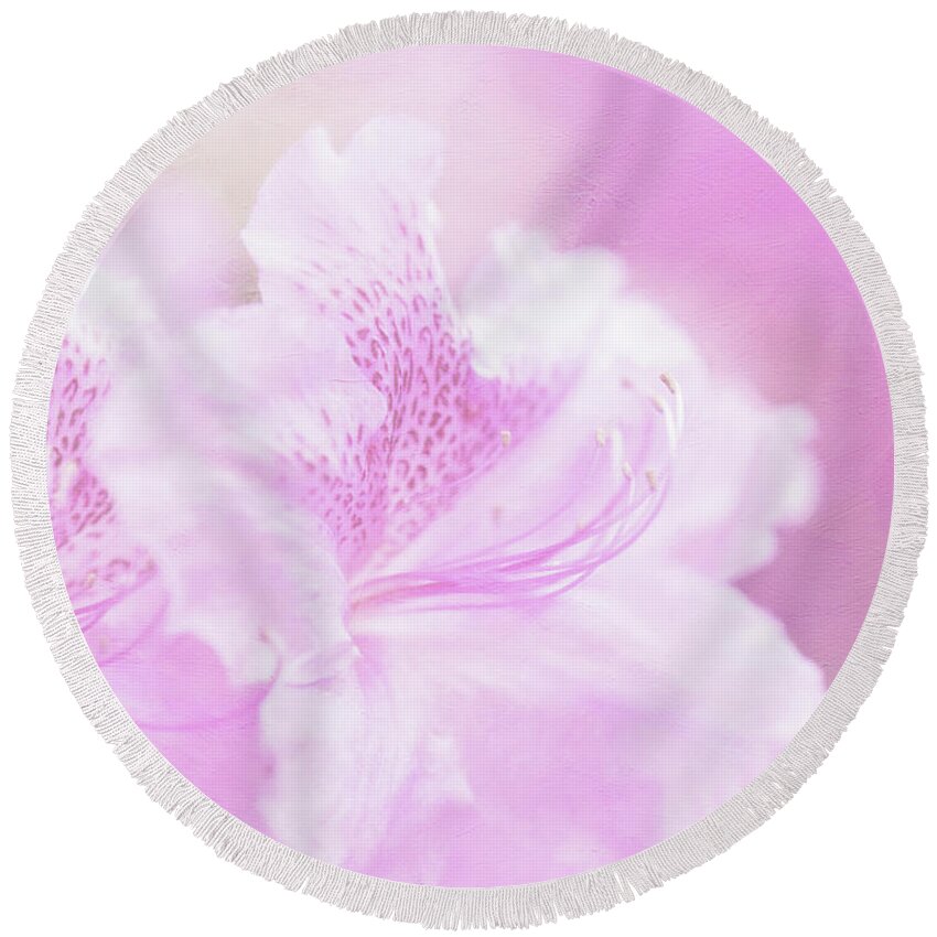 Rhododendrons Round Beach Towel featuring the photograph Soft and Lovely Pink Rhododendrons by Anita Pollak