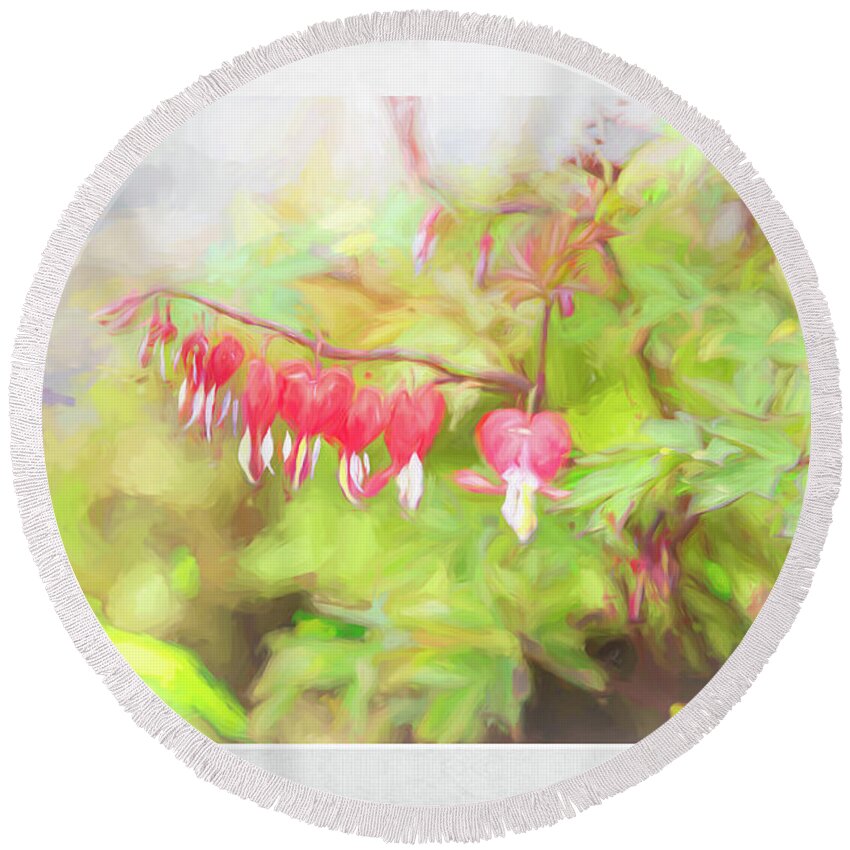 Flower Impressions Round Beach Towel featuring the photograph Soft Bleeding Hearts by Natalie Rotman Cote