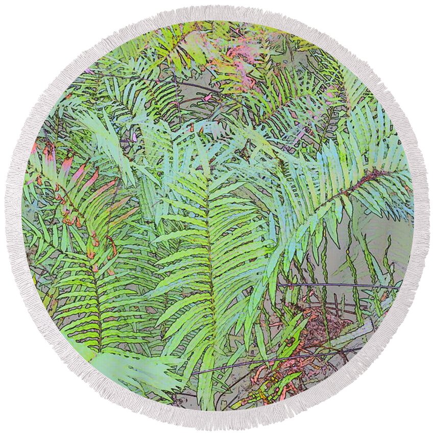 Ferns Round Beach Towel featuring the photograph Soft Ferns by Florene Welebny