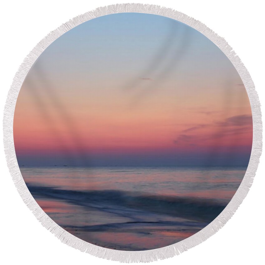 Sunrise Round Beach Towel featuring the photograph Soft Pink Sunrise by Jeff Breiman