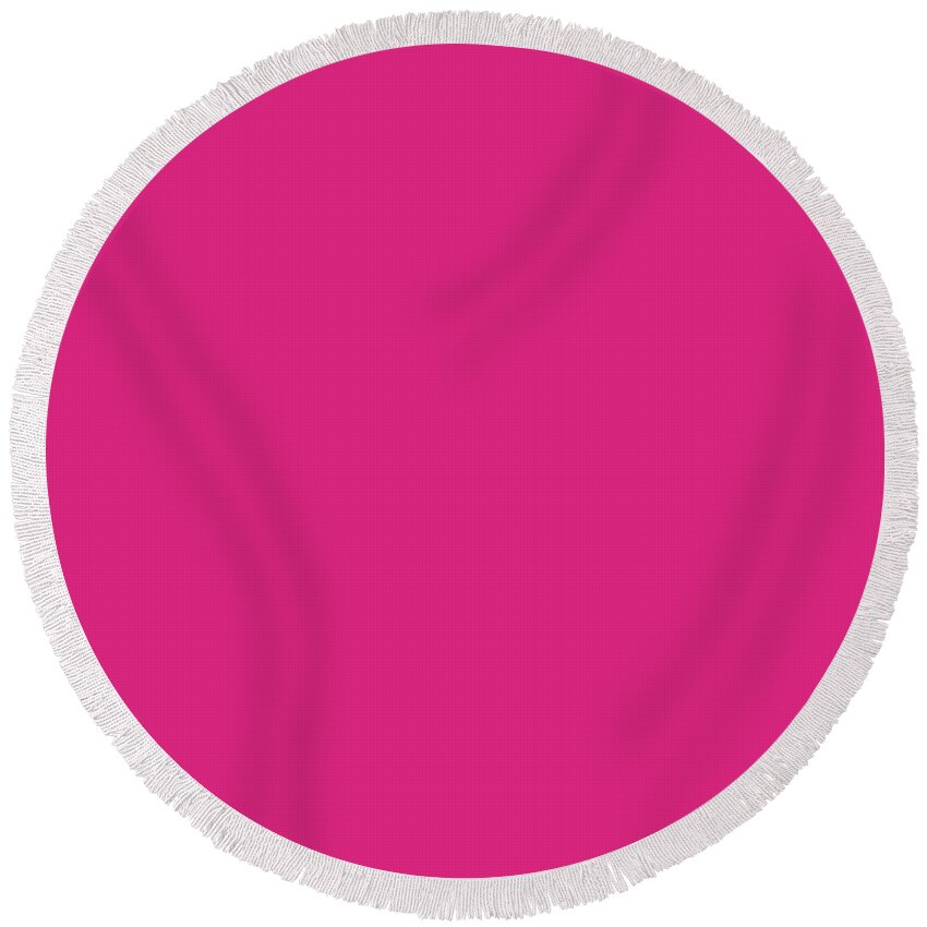 Solid Colors Round Beach Towel featuring the digital art Solid Fuchsia Color by Garaga Designs
