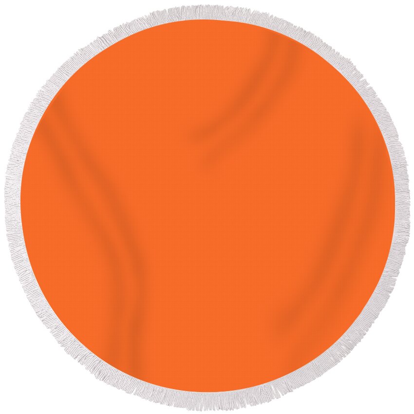 Orange Round Beach Towel featuring the digital art Solid Plain Orange for Home Decor by Delynn Addams