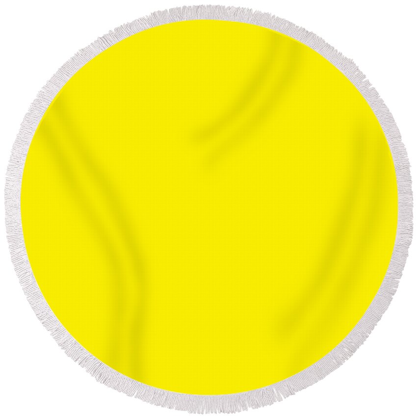 Solid Round Beach Towel featuring the digital art Solid Plain Yellow by Delynn Addams