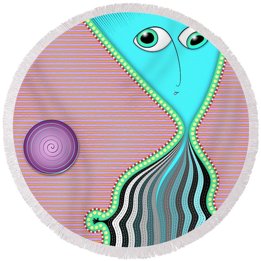 Just Another Pretty Face Round Beach Towel featuring the digital art Something Has Come Between Us by Becky Titus
