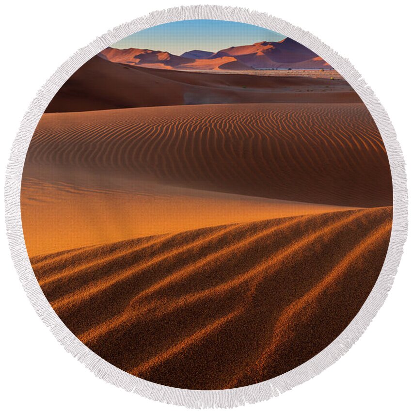 Africa Round Beach Towel featuring the photograph Sossusvlei Sand Dunes by Inge Johnsson