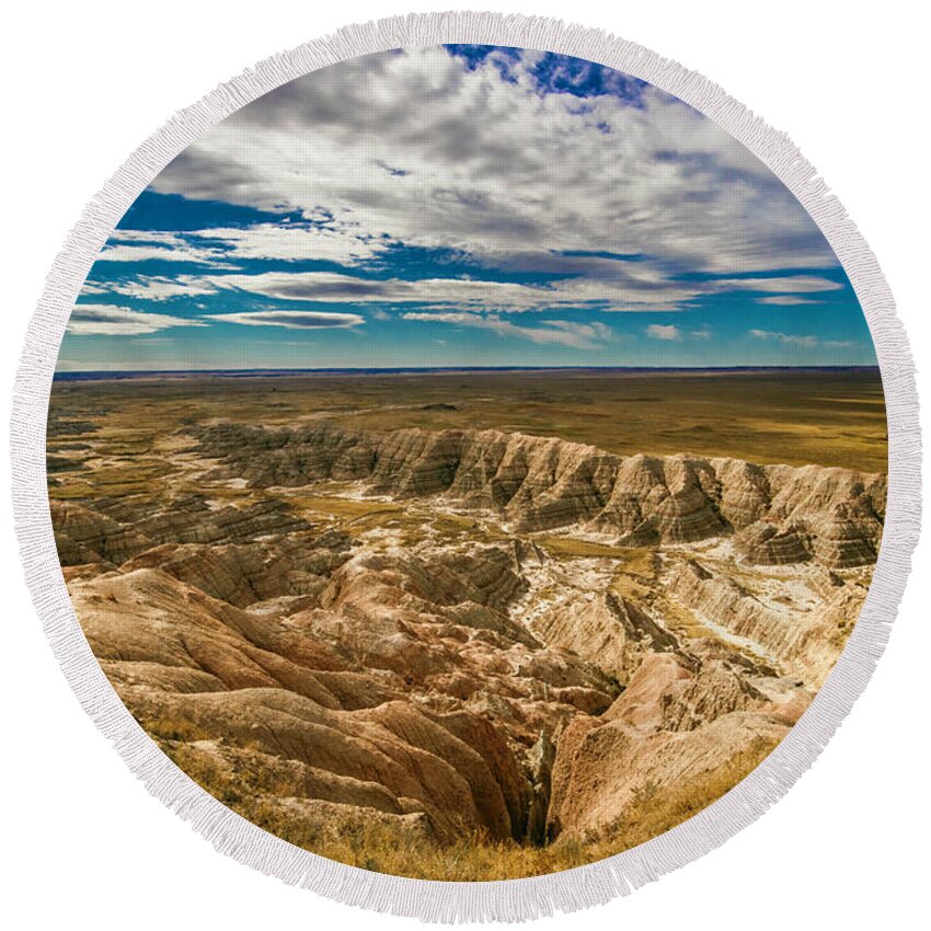  Round Beach Towel featuring the photograph South Dakota Bad Lands.... by Paul Vitko