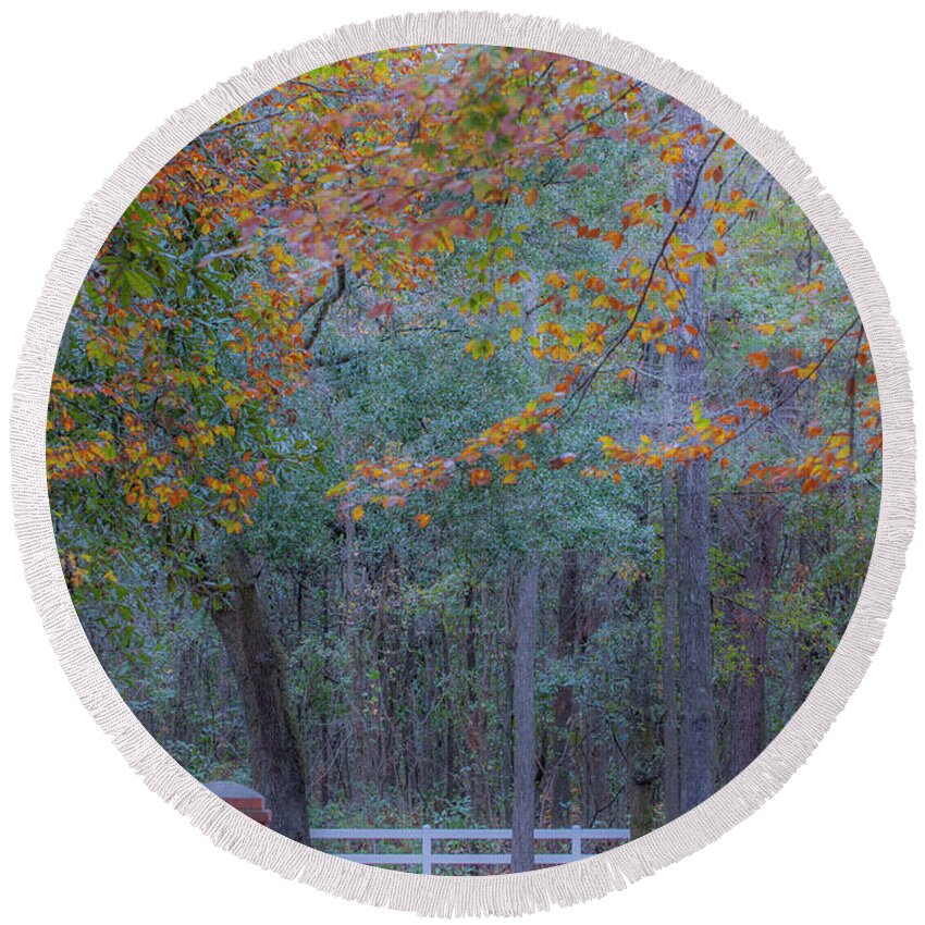 Autumn Round Beach Towel featuring the photograph Southern Autumn by Dale Powell