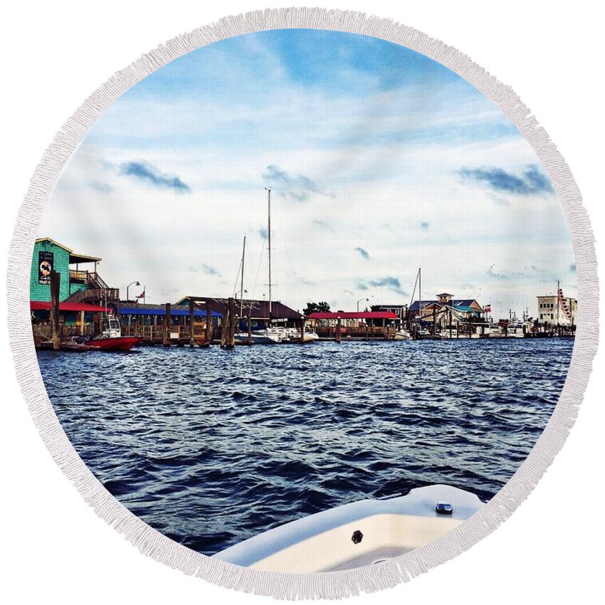  Round Beach Towel featuring the photograph Southport Voyage by Elizabeth Harllee