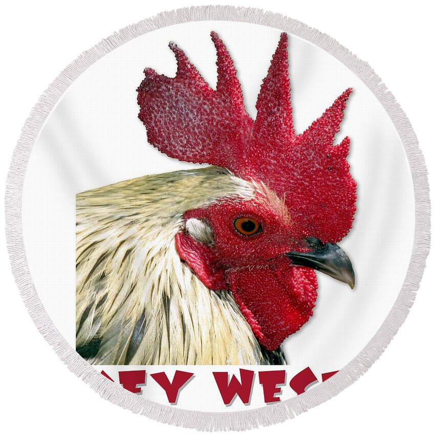 Key West Round Beach Towel featuring the photograph Special Edition Key West Rooster by Bob Slitzan