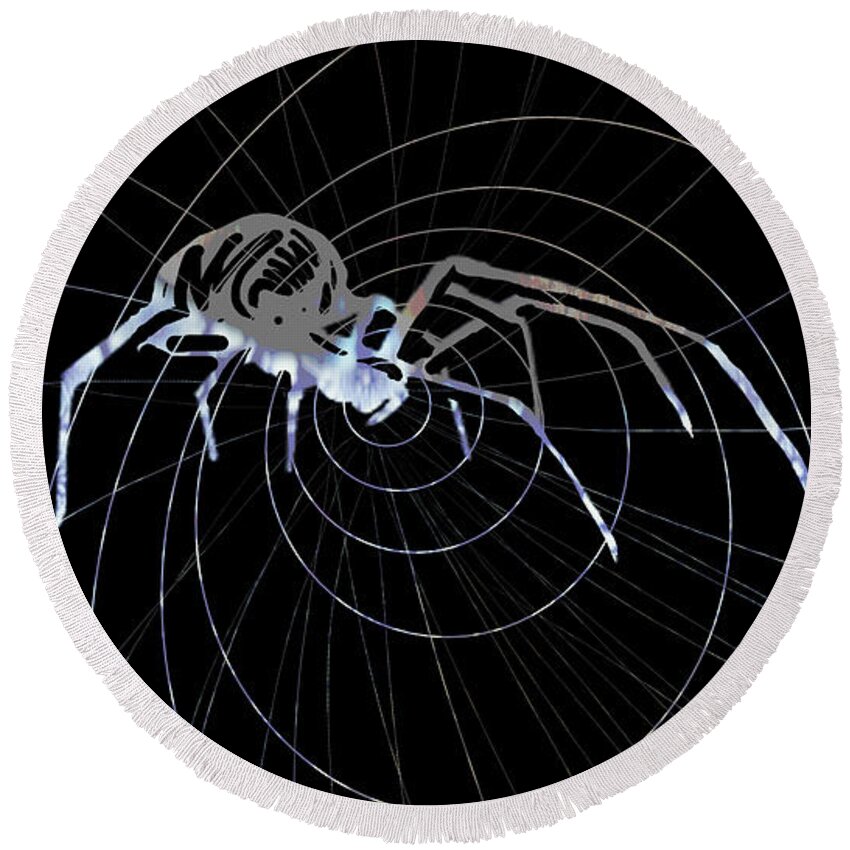  Round Beach Towel featuring the painting Spirit Animal . Spider by John Gholson