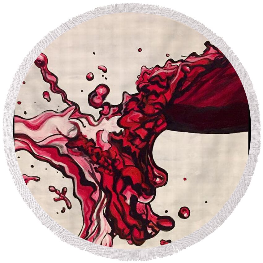 Wine Round Beach Towel featuring the painting Splash by Joel Tesch