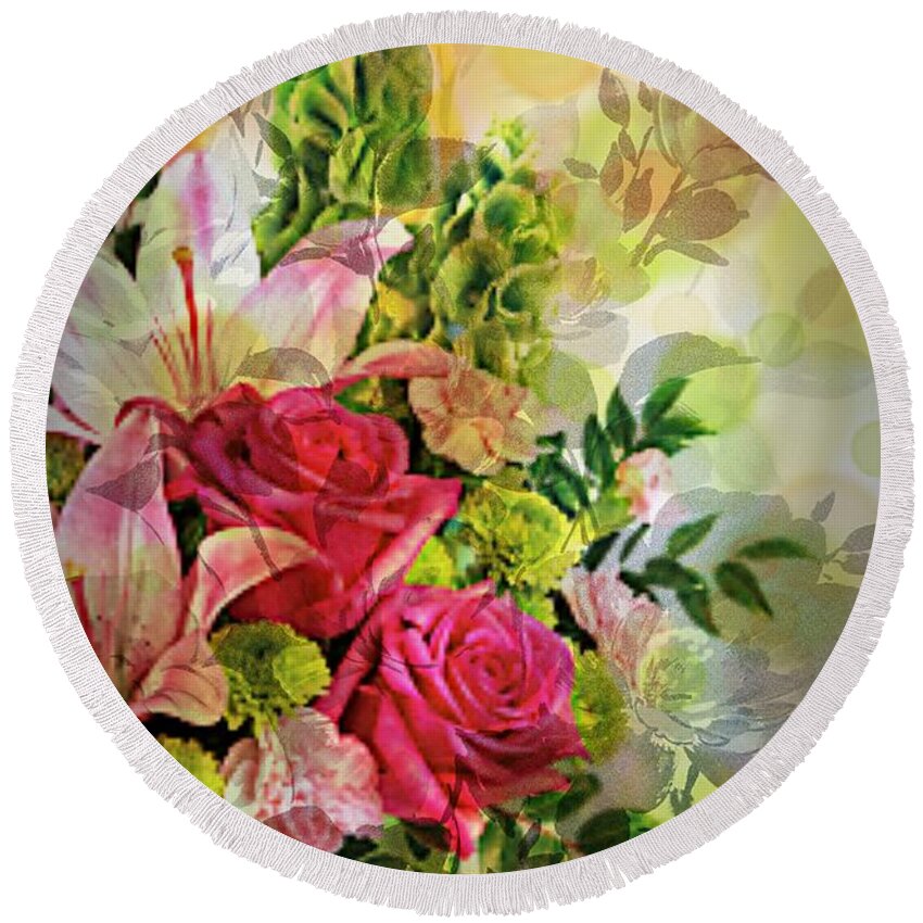 Spring Bouquet Round Beach Towel featuring the digital art Spring Bouquet by Maria Urso