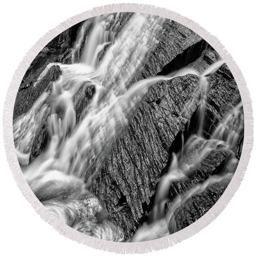 Waterfall Round Beach Towel featuring the photograph Spring Cascades #3 by Irwin Barrett