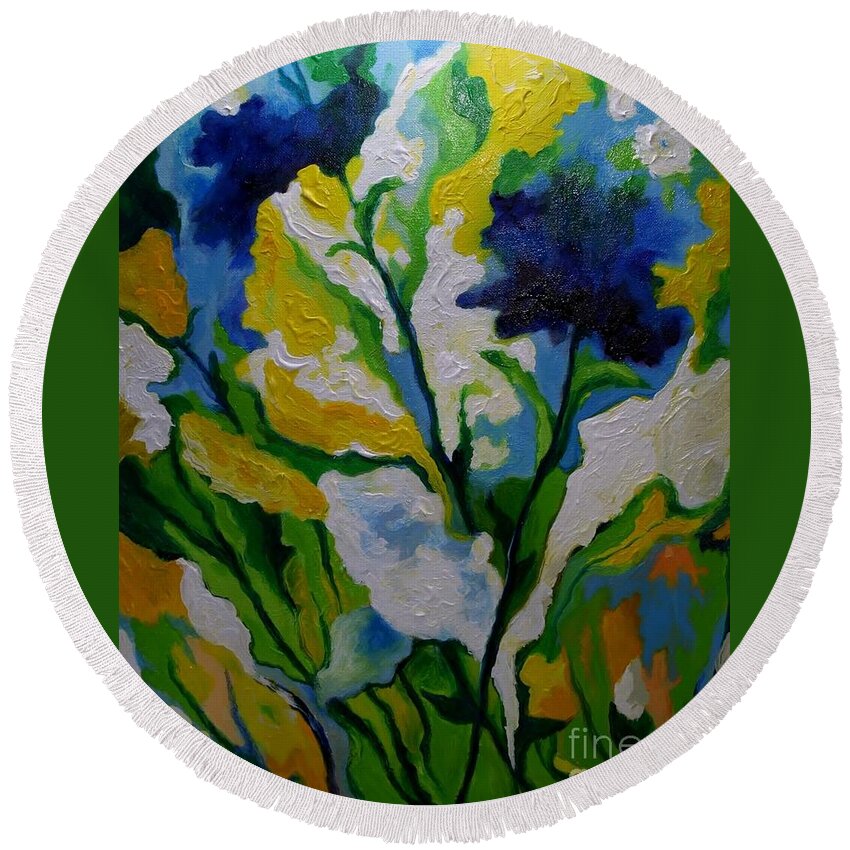 Flowers Round Beach Towel featuring the painting Spring Delight by Alison Caltrider