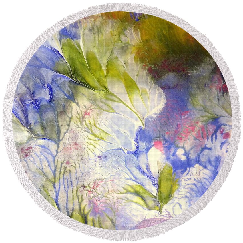 Pastel Round Beach Towel featuring the painting Spring by Fred Wilson