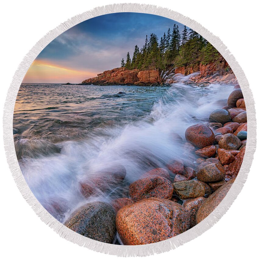 Acadia National Park Round Beach Towel featuring the photograph Spring Morning in Acadia National Park by Rick Berk