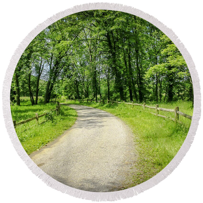 Fence Round Beach Towel featuring the photograph Spring Time in Rural Ohio by Jack R Perry