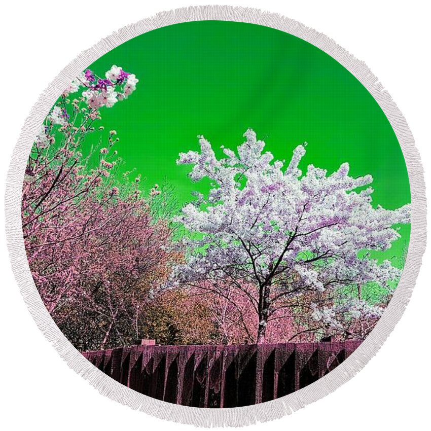  Round Beach Towel featuring the photograph Spring Wonderland In Fantasy Green by Rowena Tutty