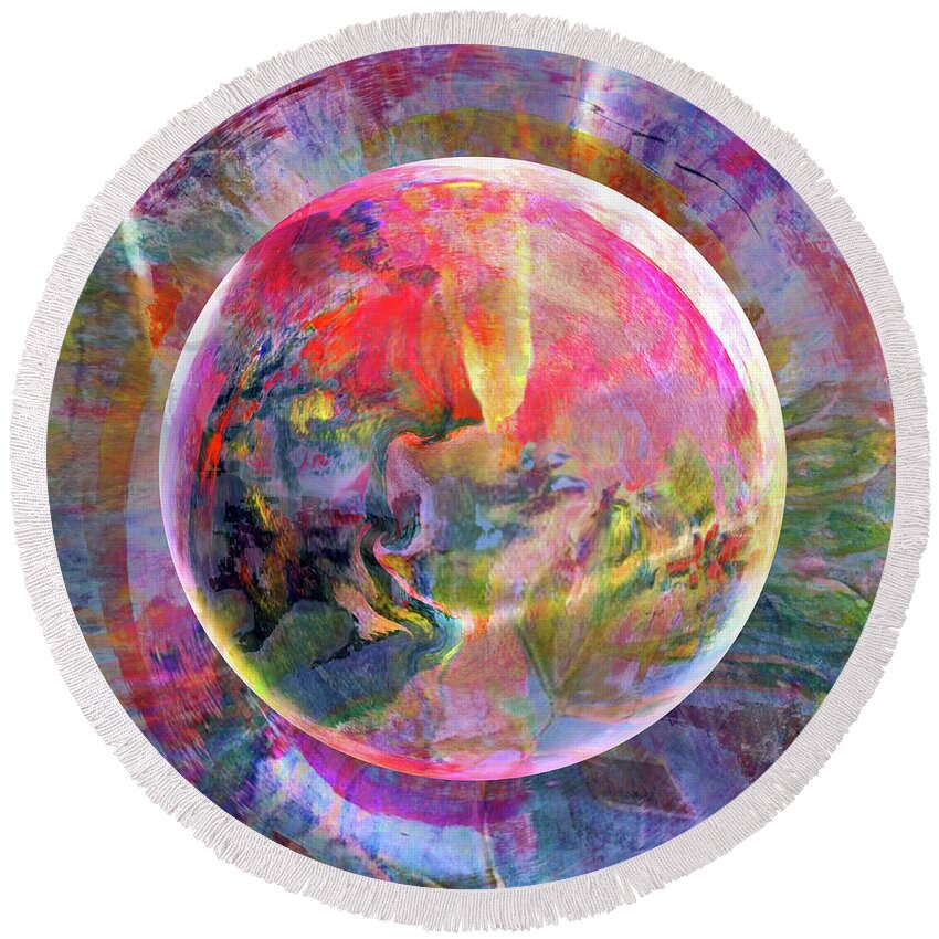 Spring Abstract Round Beach Towel featuring the digital art Spring Zing by Robin Moline