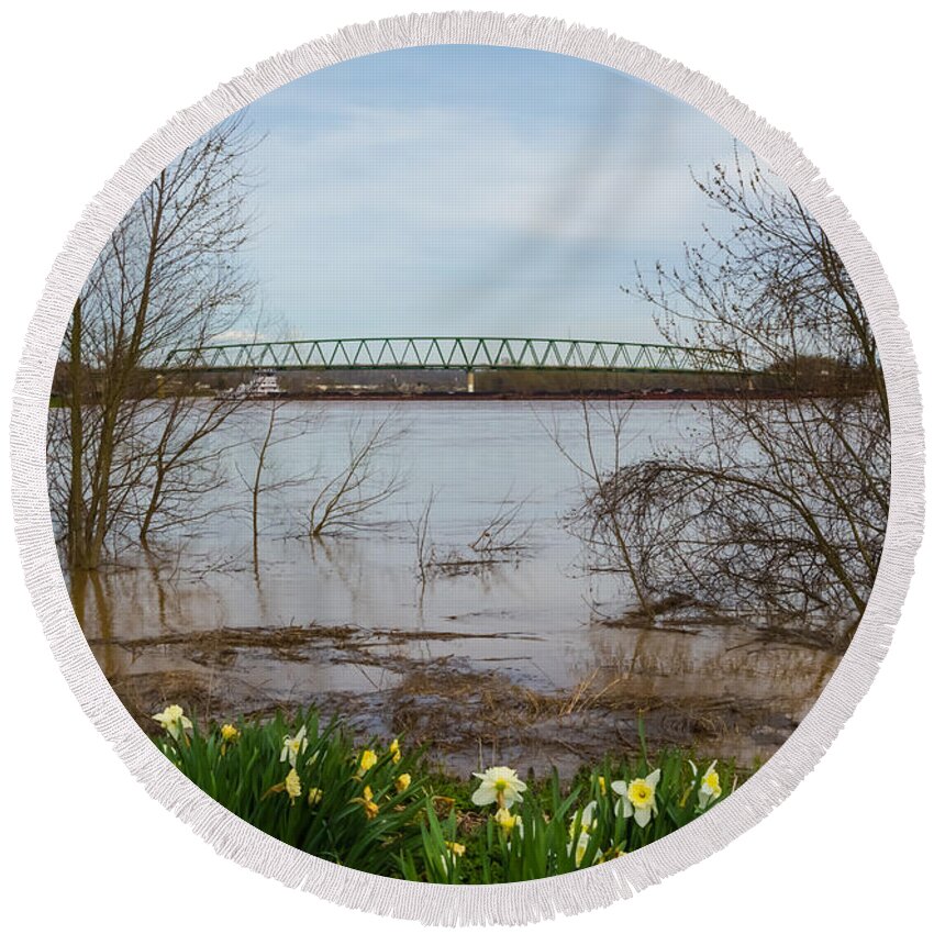 Marietta Round Beach Towel featuring the photograph Springtime Flooding by Holden The Moment