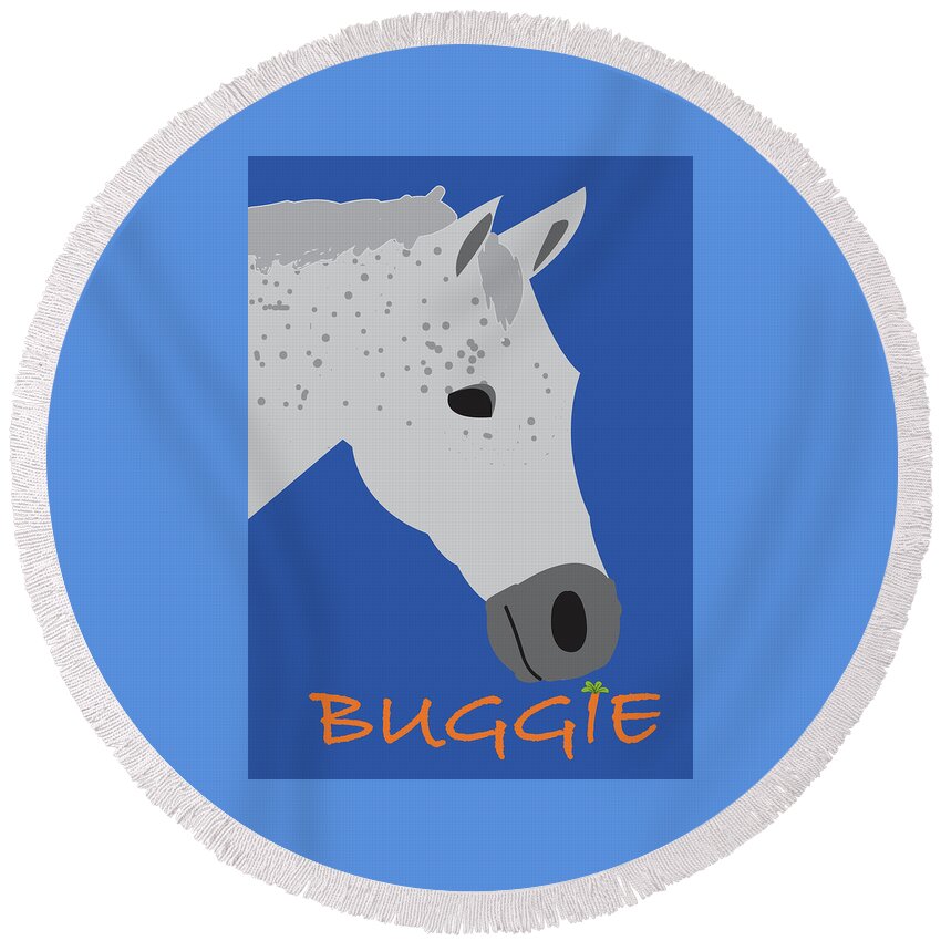 Quarter Horse Round Beach Towel featuring the digital art Sprout Buggie by Caroline Elgin