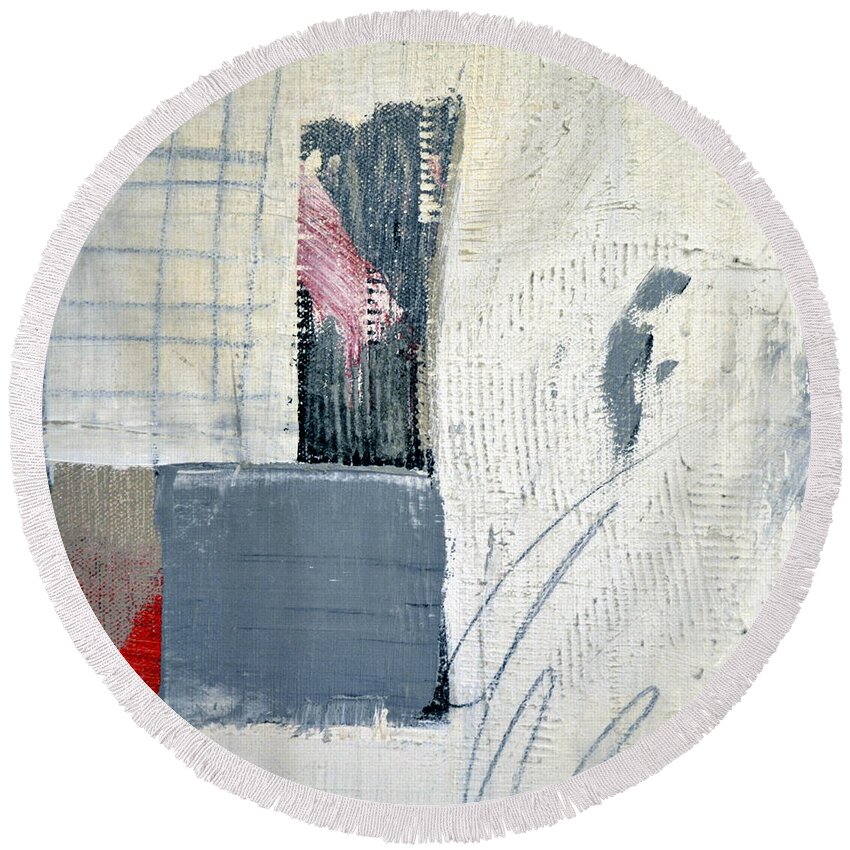 Textural Round Beach Towel featuring the painting Square Study Project 12 by Michelle Calkins