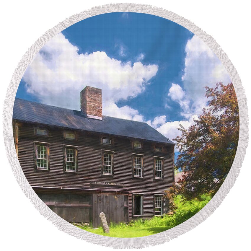 Historic Round Beach Towel featuring the photograph Squeak's House by Guy Whiteley