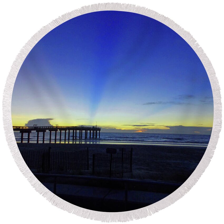 Sunrise Round Beach Towel featuring the photograph St Augustine Morning by Bob Johnson