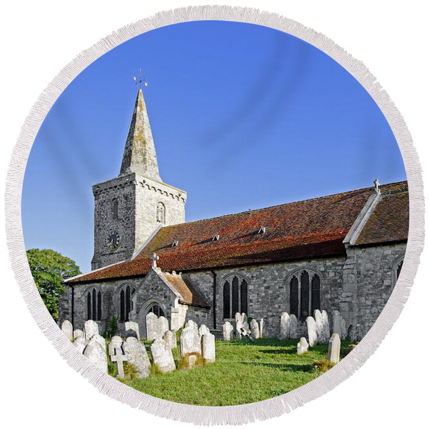 Europe Round Beach Towel featuring the photograph St Mary's Church, Brading by Rod Johnson