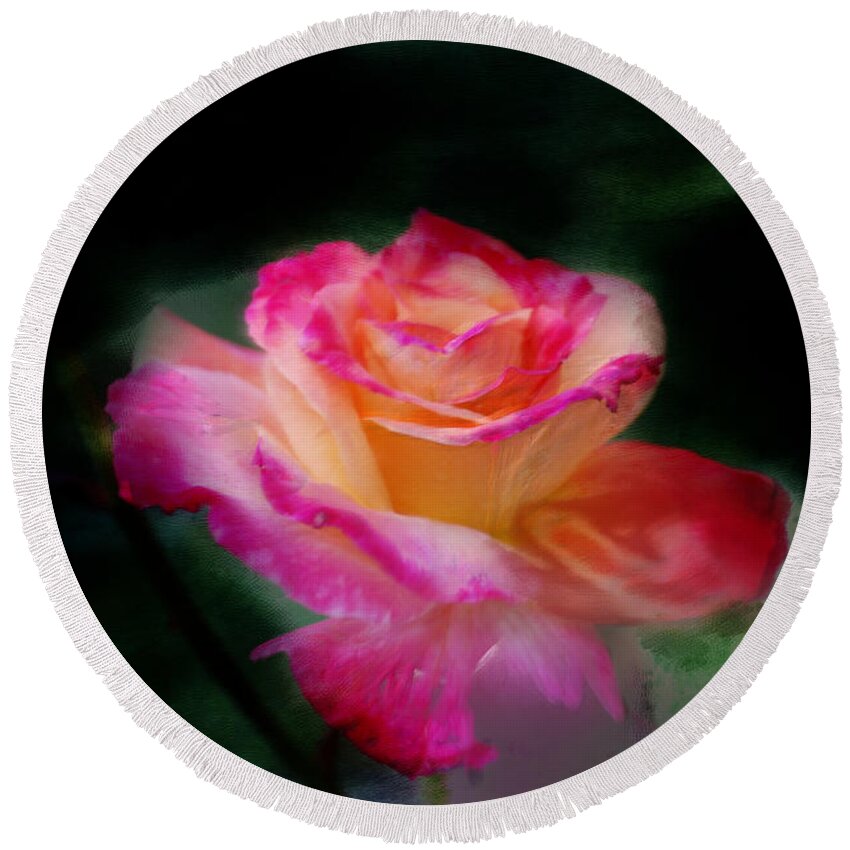 St. Valentine's Day Rose Round Beach Towel featuring the painting St. Valentine's Day by Don Wright