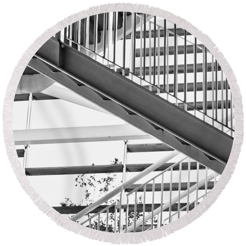 Staircase Round Beach Towel featuring the photograph Stairs by Terri Waters