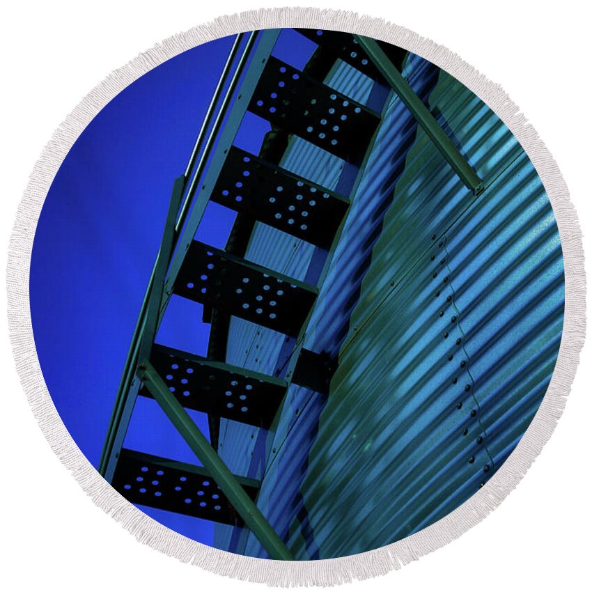 Stairway Round Beach Towel featuring the photograph Stairway into the Blue 4350 H_2 by Steven Ward