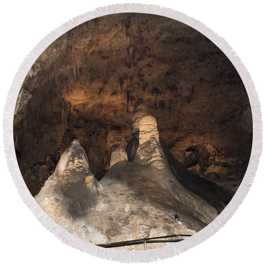 Carlsbad Cavern Nm Round Beach Towel featuring the photograph Stalagmite View by James Gay