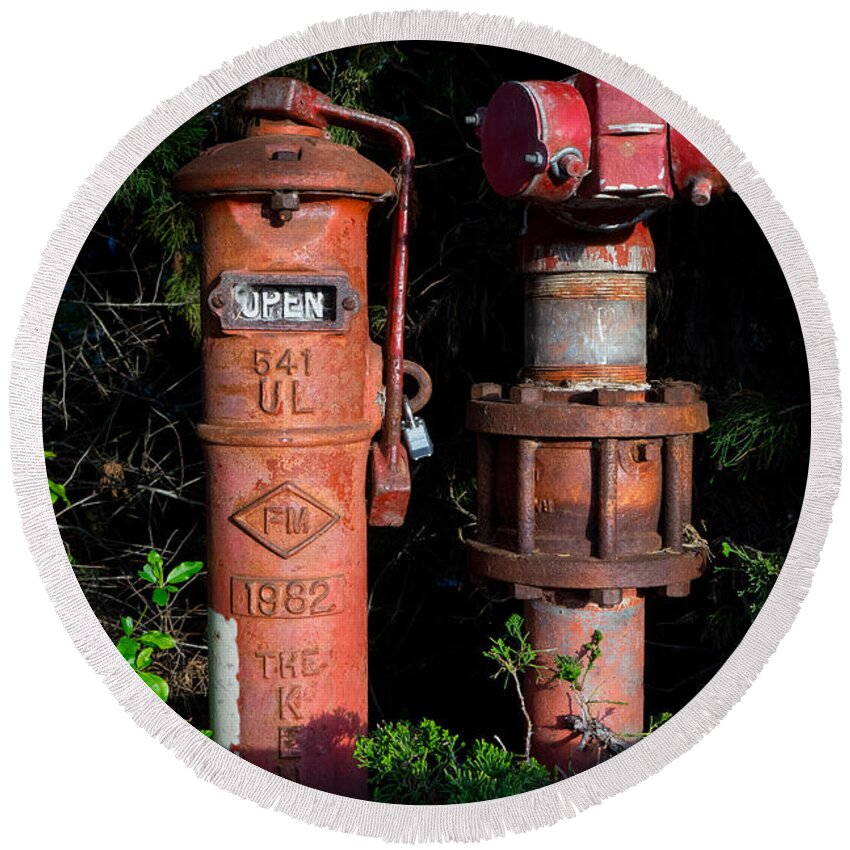 Standpipes Round Beach Towel featuring the photograph Standpipes by Derek Dean