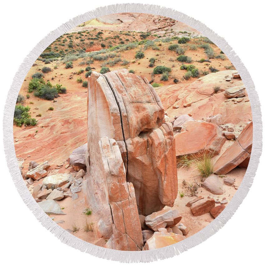 Valley Of Fire State Park Round Beach Towel featuring the photograph Standup Sandstone in Valley of Fire by Ray Mathis