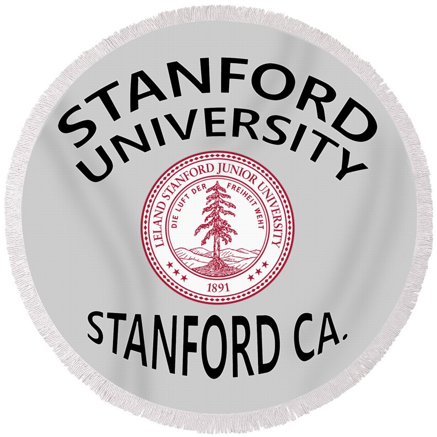 Stanford Round Beach Towel featuring the digital art Stanford University Stanford CA by Movie Poster Prints