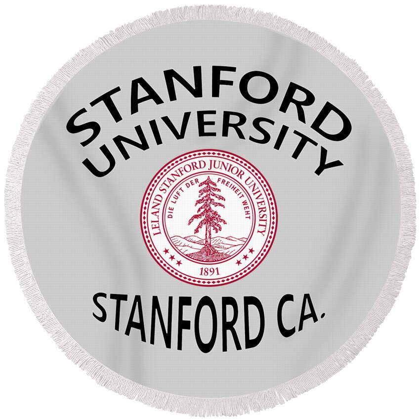 Stanford University Round Beach Towel featuring the digital art Stanford University Stanford California by Movie Poster Prints