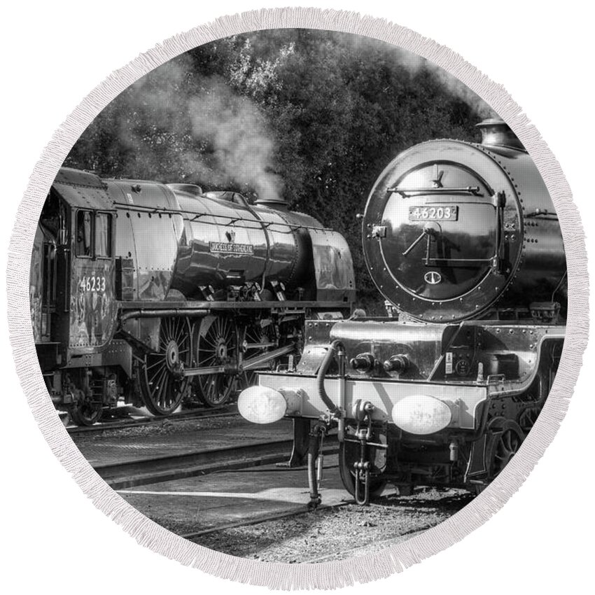 Steam Round Beach Towel featuring the photograph Stanier Pacifics at Swanwick by David Birchall