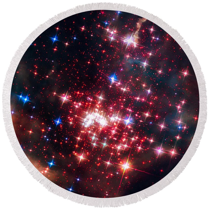 Westerlund Round Beach Towel featuring the photograph Star cluster Westerlund 2 Space Image by Matthias Hauser