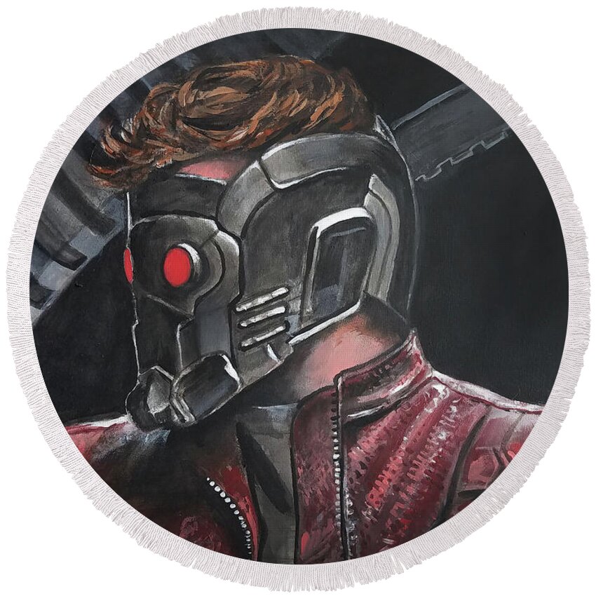 Guardians Of The Galaxy Round Beach Towel featuring the painting Starlord by Tom Carlton