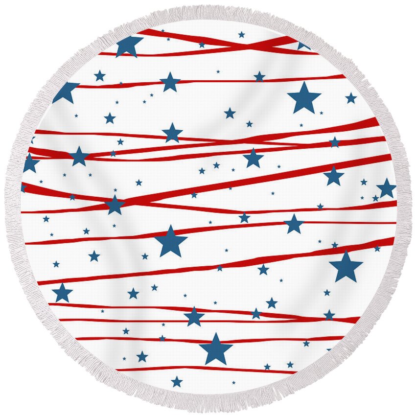 Stars And Stripes Round Beach Towel featuring the digital art Stars and Stripes by Marianna Mills