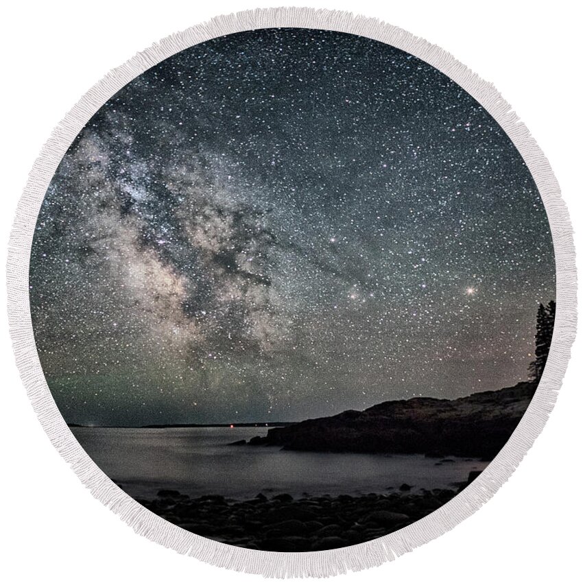 Maine Round Beach Towel featuring the photograph Stars Over Acadia by Robert Fawcett