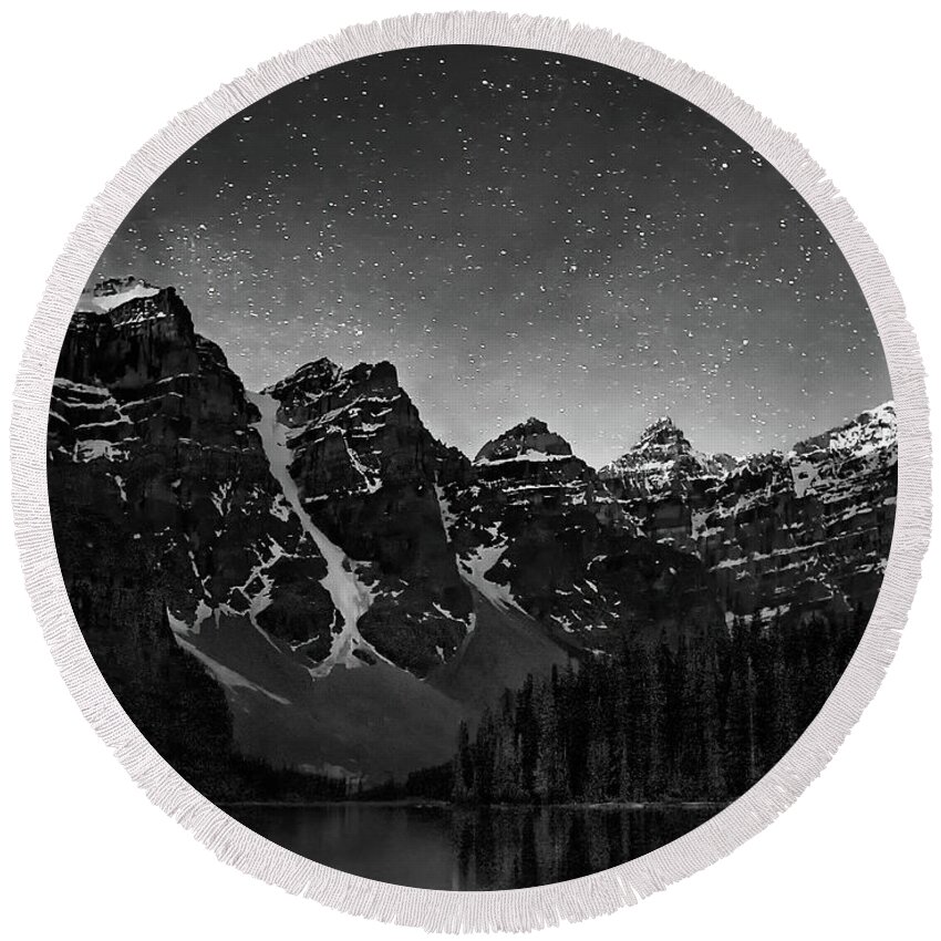 Night Sky Round Beach Towel featuring the photograph Stars Over Ten Peaks by Art Cole